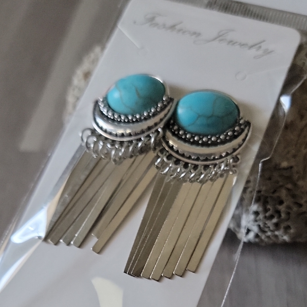 Silver and Turquoise Dangle Earrings